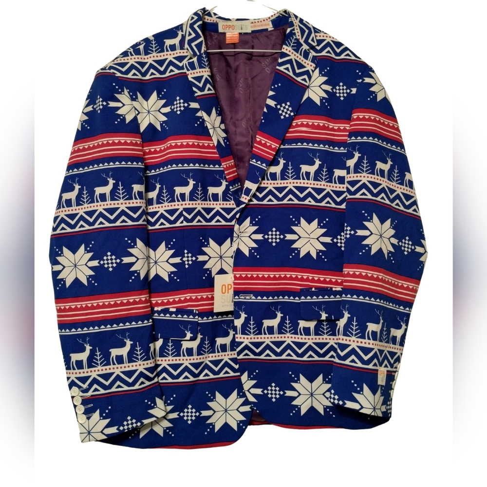 Christmas Rudolph Opposuit Suit Jacket Mens Size 46 New With Tags